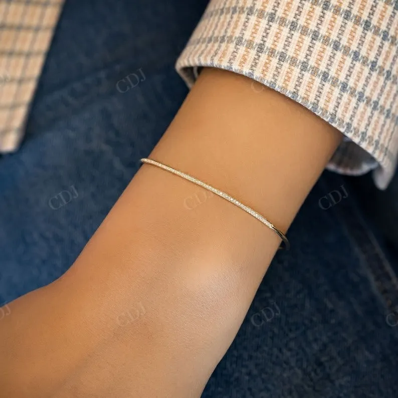0.16CTW Bangle Cuff Natural Diamond Flexible Thin Bracelet