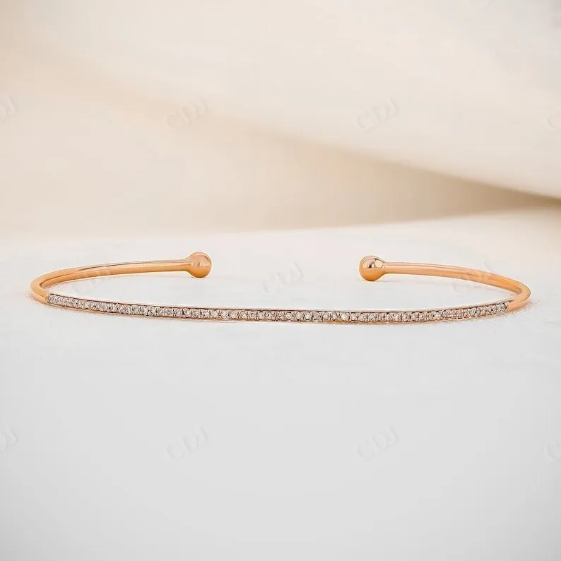 0.16CTW Bangle Cuff Natural Diamond Flexible Thin Bracelet