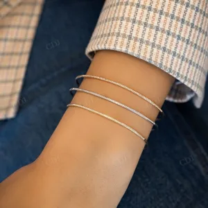 0.16CTW Lab Grown Diamond Flexible Thin Bangle Bracelet