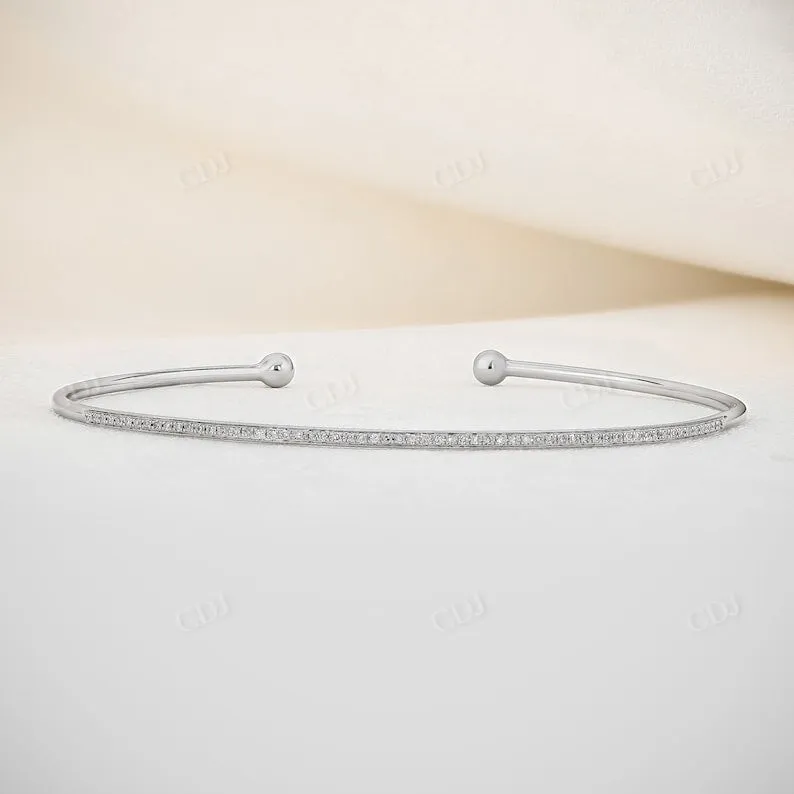 0.16CTW Lab Grown Diamond Flexible Thin Bangle Bracelet