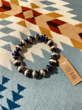 12mm Navajo Pearl and Lapis Bracelet