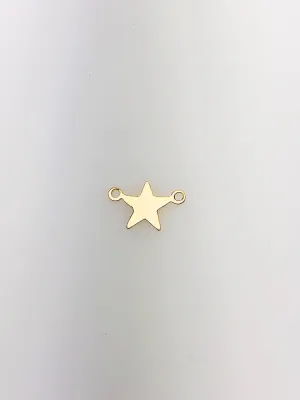 14K Gold Fill Star Charm w/ two Rings, 11.4x7.4mm, Made in USA - 111