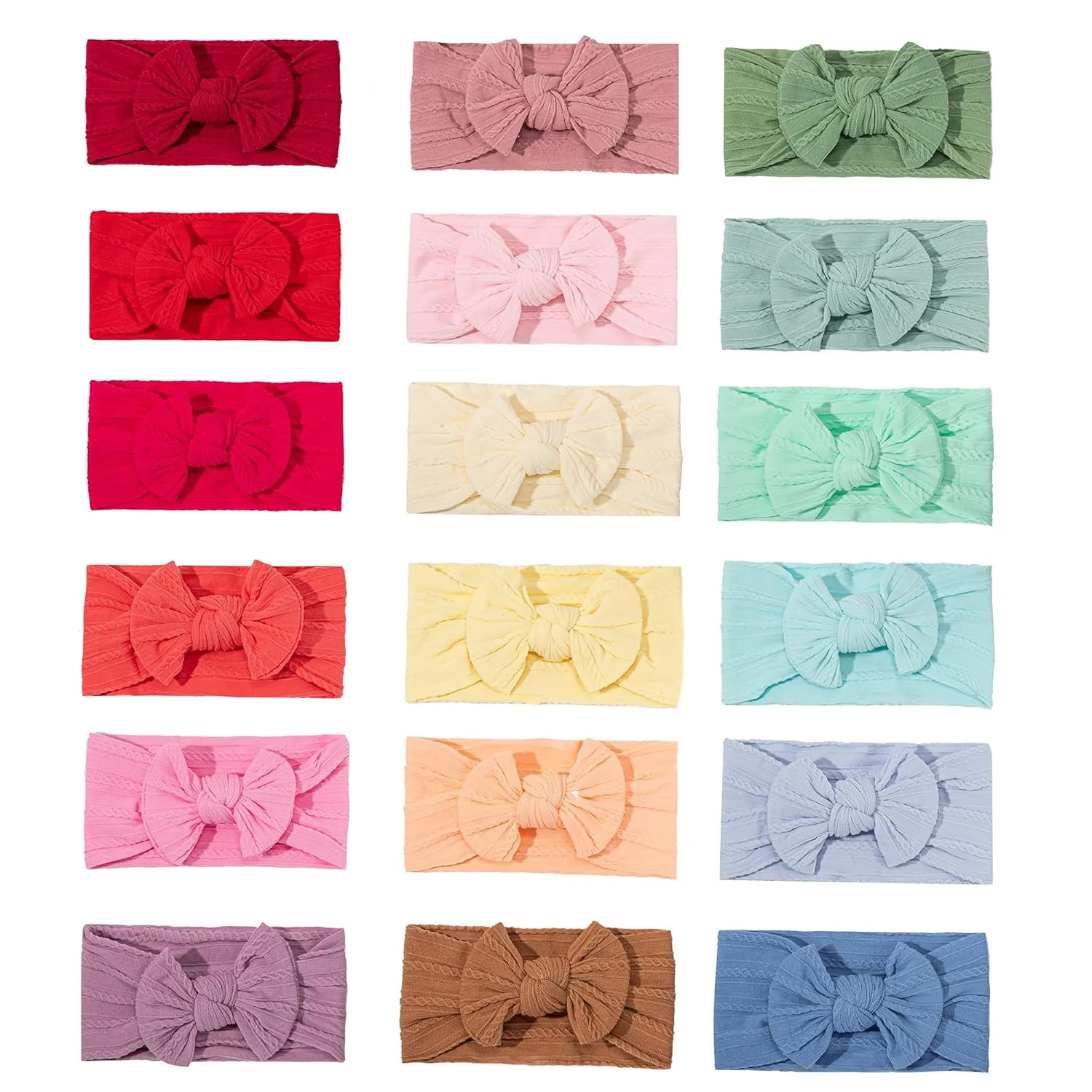 18PCS Baby Soft Nylon Headbands Hairbands With Hair Bows,Elastics Head Wrap Hair Accessories for Newborn Baby Girls Infant Toddlers Kids (ONE SIZE FIT ALL)