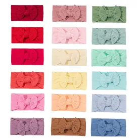 18PCS Baby Soft Nylon Headbands Hairbands With Hair Bows,Elastics Head Wrap Hair Accessories for Newborn Baby Girls Infant Toddlers Kids (ONE SIZE FIT ALL)