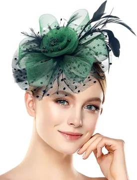 1920s 50s Vintage Fascinators Hat for Women Tea Party Halloween Headband Flower Bridal Shower Weddings Themed Events