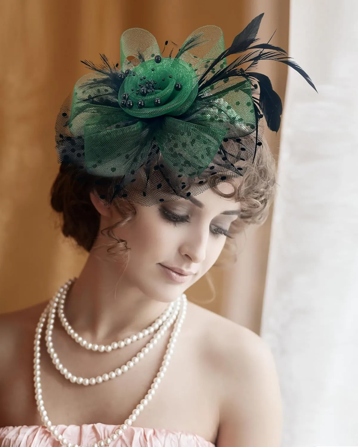 1920s 50s Vintage Fascinators Hat for Women Tea Party Halloween Headband Flower Bridal Shower Weddings Themed Events
