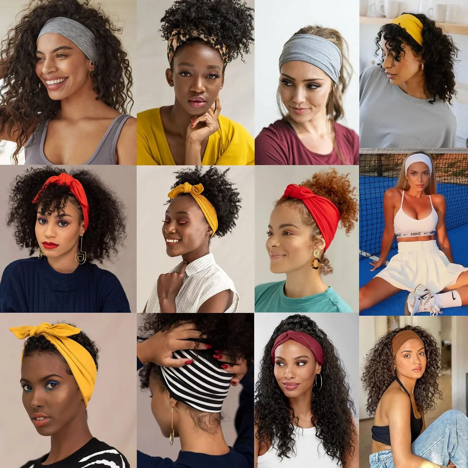 4 Pieces Knotted Women's Headbands - Adjustable Elastic, Non-Slip Sweat Soft, Solid Color Simple Versatile Hair Accessory for Yoga Workout