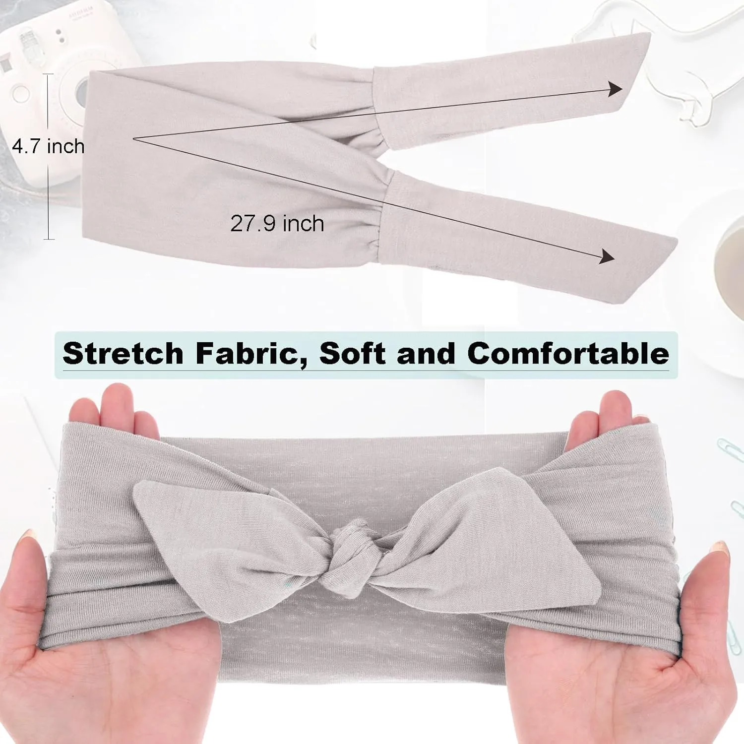 4 Pieces Knotted Women's Headbands - Adjustable Elastic, Non-Slip Sweat Soft, Solid Color Simple Versatile Hair Accessory for Yoga Workout