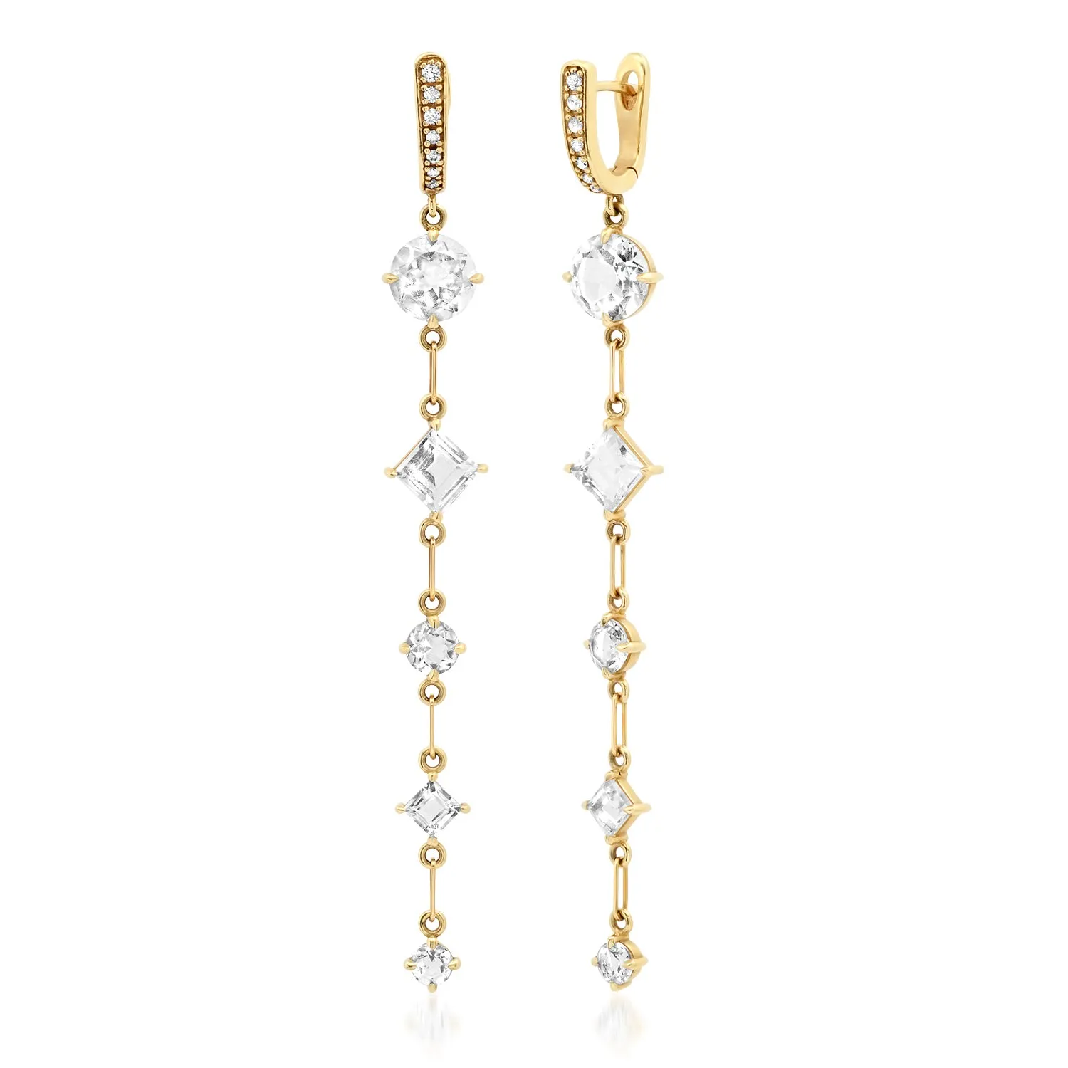 5 Stone White Topaz Gemdrop Earrings