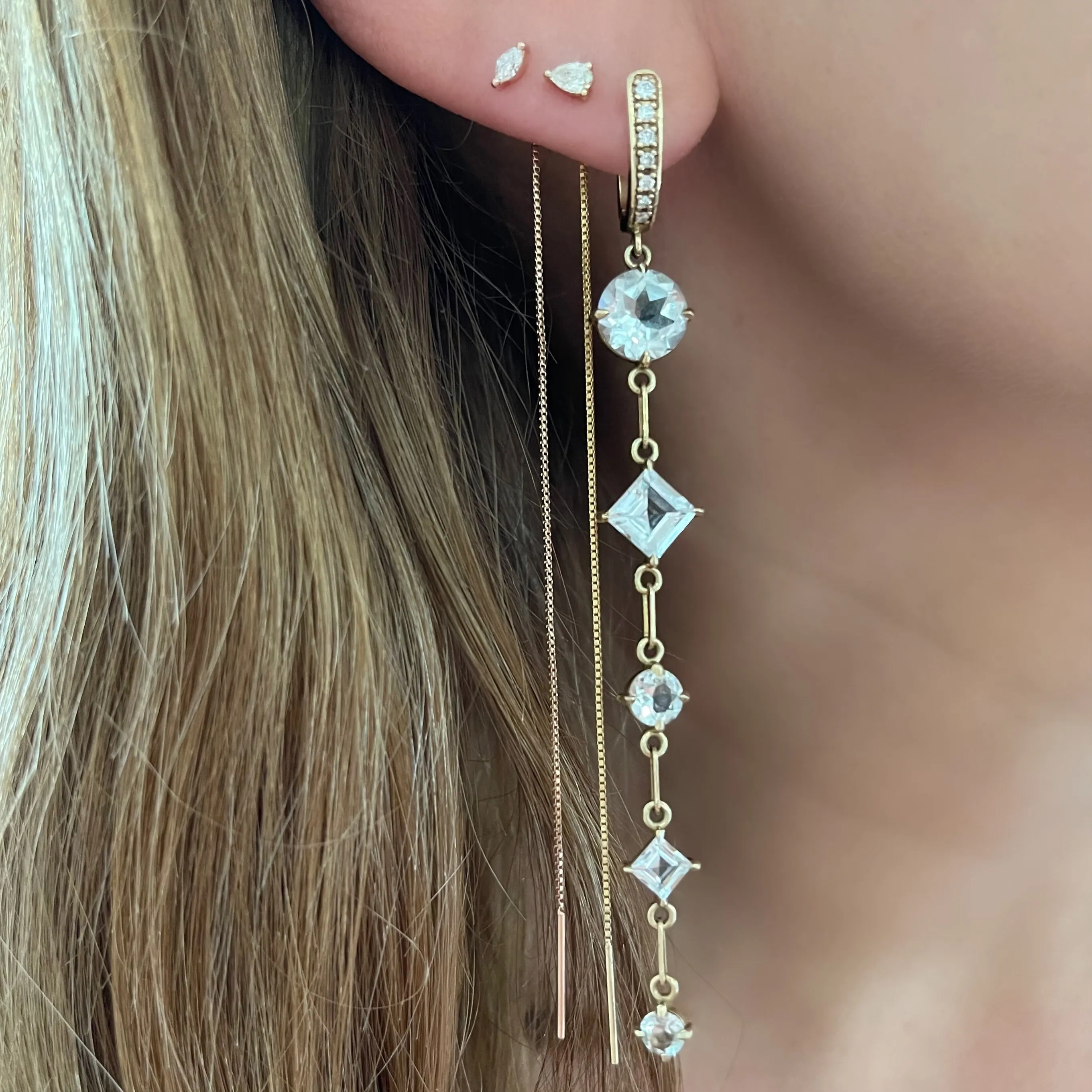 5 Stone White Topaz Gemdrop Earrings