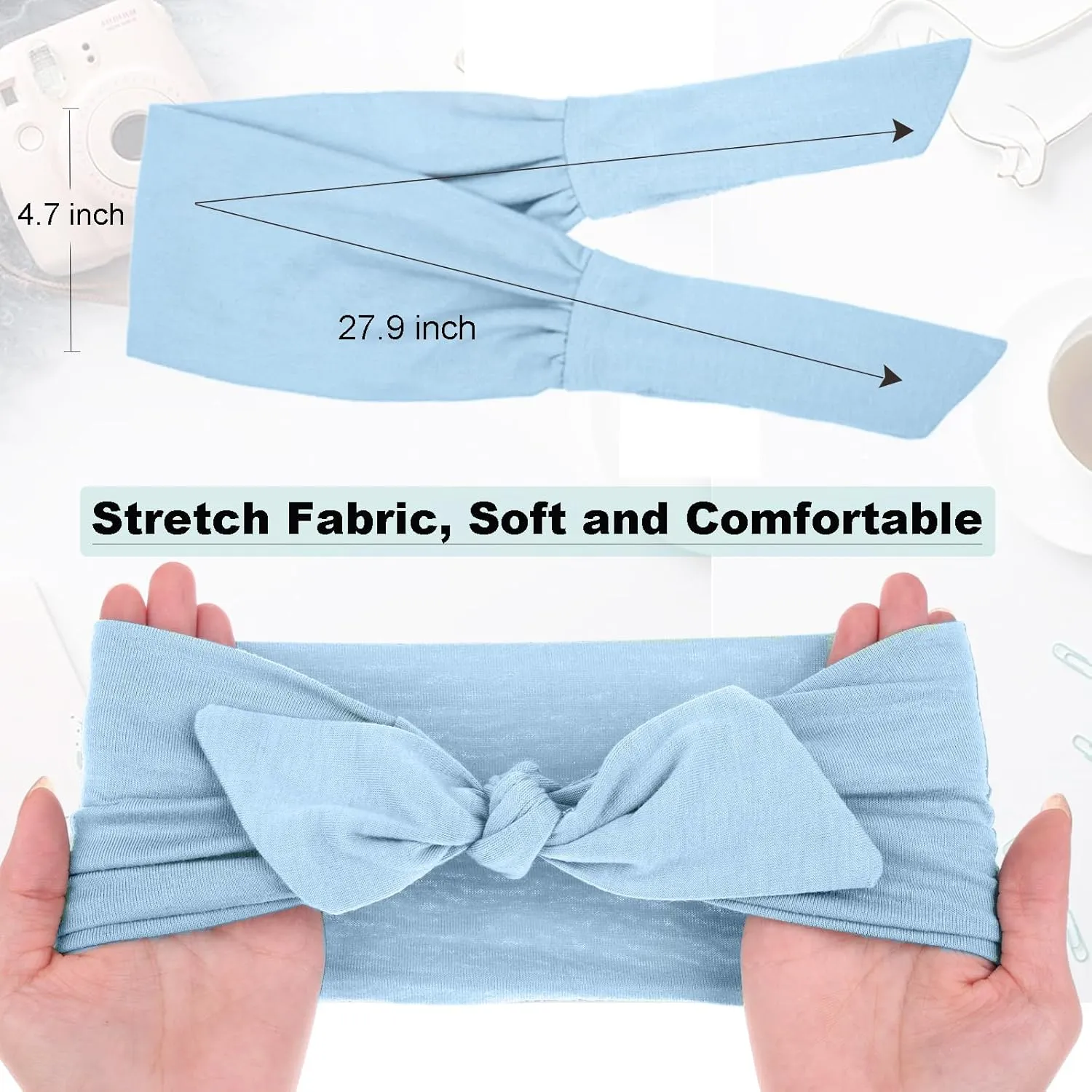 6-Piece Adjustable Knotted Non-Slip Elastic Headbands for Women's Workout, Yoga, Running & Sport