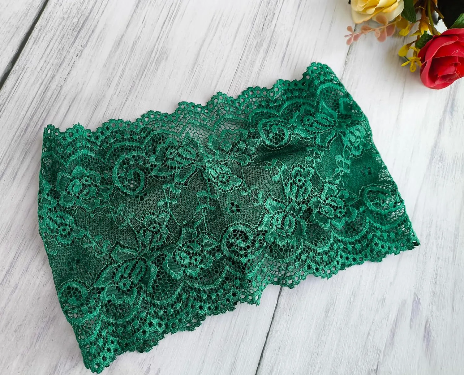 6'' Wide Lace Headbands for Women Headcovering Church Lace Headwrap for Women (Hunter Green, One Size)