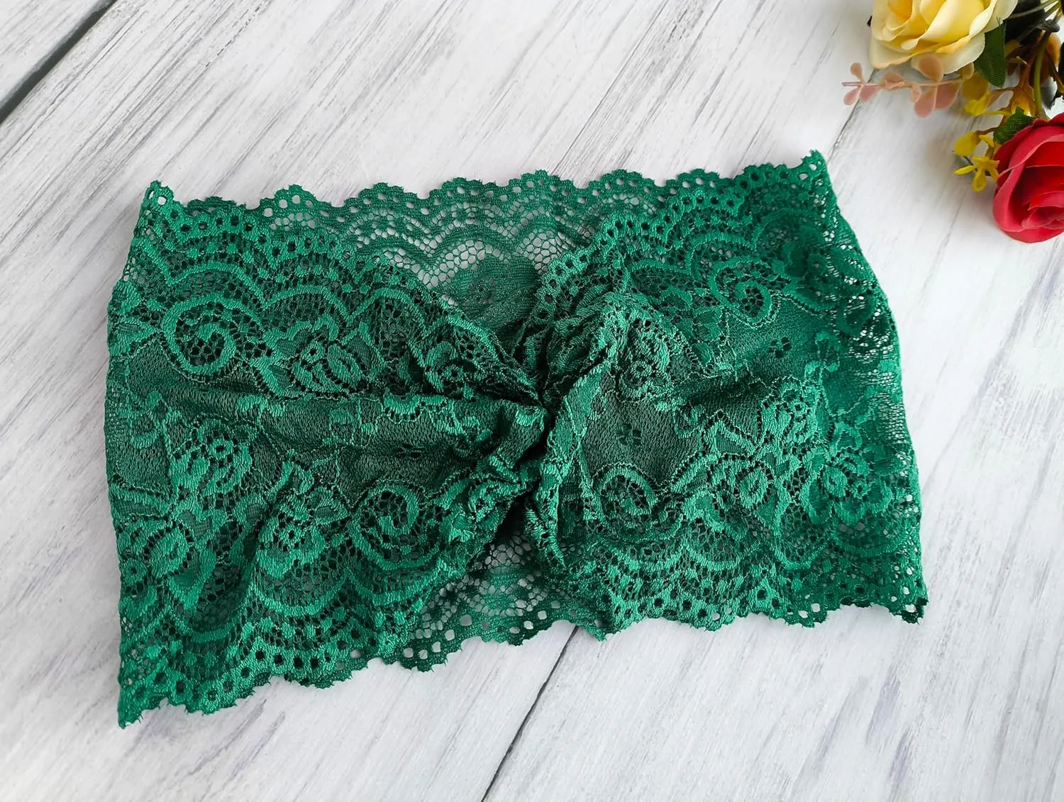 6'' Wide Lace Headbands for Women Headcovering Church Lace Headwrap for Women (Hunter Green, One Size)