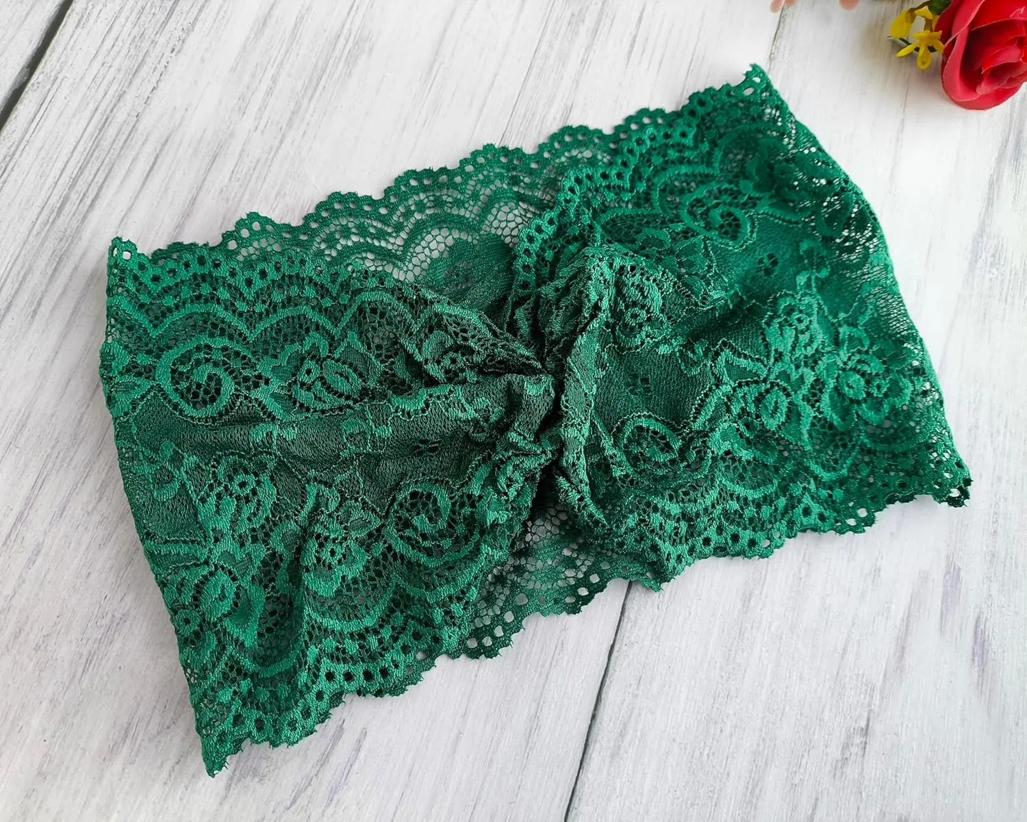 6'' Wide Lace Headbands for Women Headcovering Church Lace Headwrap for Women (Hunter Green, One Size)