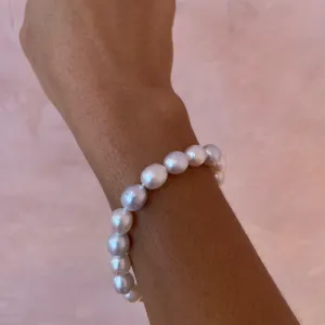 8-9mm C1 Oval White Silver South Sea Pearl Bracelet
