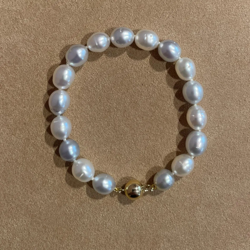 8-9mm C1 Oval White Silver South Sea Pearl Bracelet