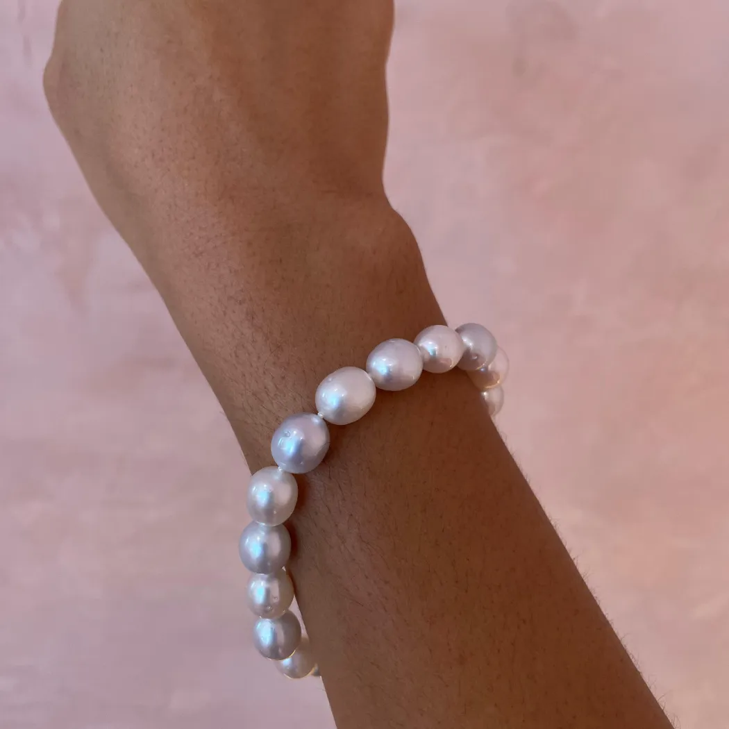 8-9mm C1 Oval White Silver South Sea Pearl Bracelet