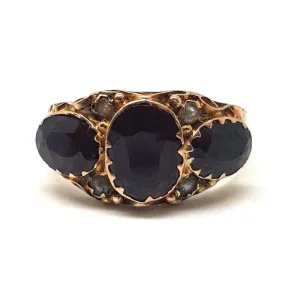 Antique Edwardian 1912 Garnet 9ct Yellow Gold Ring