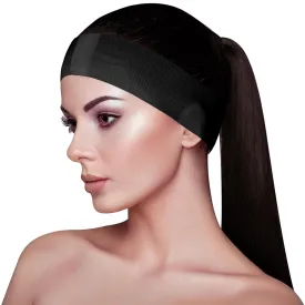 Appearus Professional Disposable Headbands with Single Snap Tab - 100 Pack Individually Wrapped Spa Headbands for Estheticians, Makeup Artists & Salon Professionals, Black
