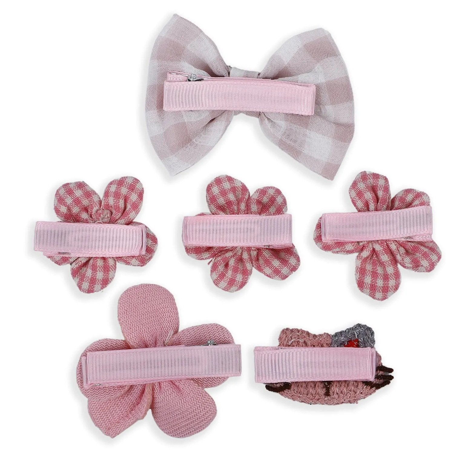 Aura Floral Hair Clips Set 9 Pcs - White, Pink