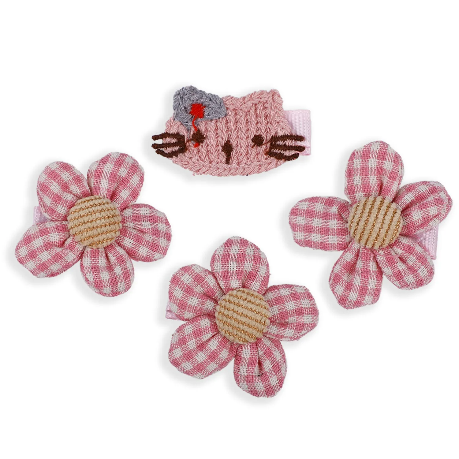 Aura Floral Hair Clips Set 9 Pcs - White, Pink