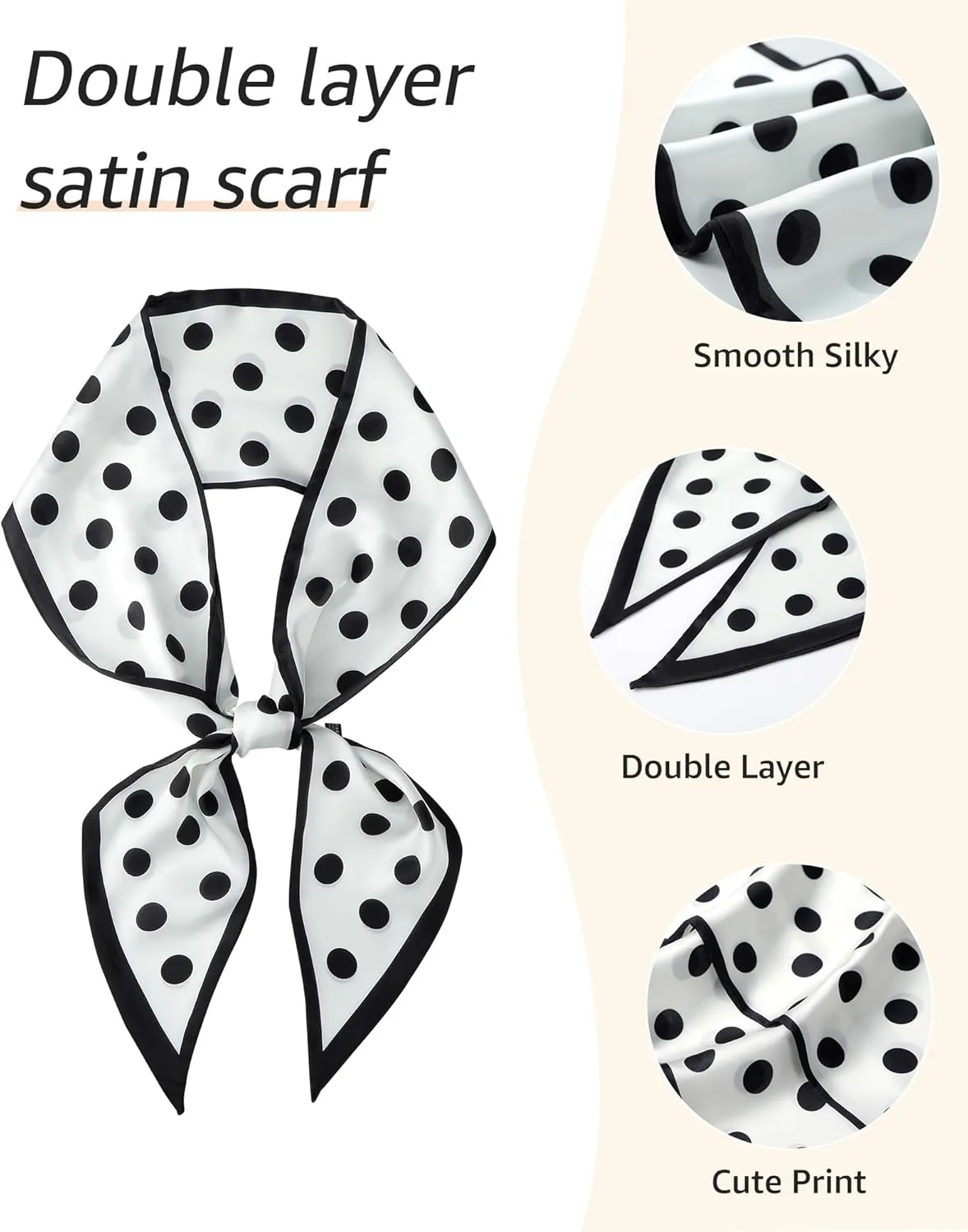 AWAYTR Long Silk Feel Scarf Women Hair Scarf Satin Neck Scarf Tie Bandana Headband Scarf Edge Wrap Head Scarf Purse Handbags