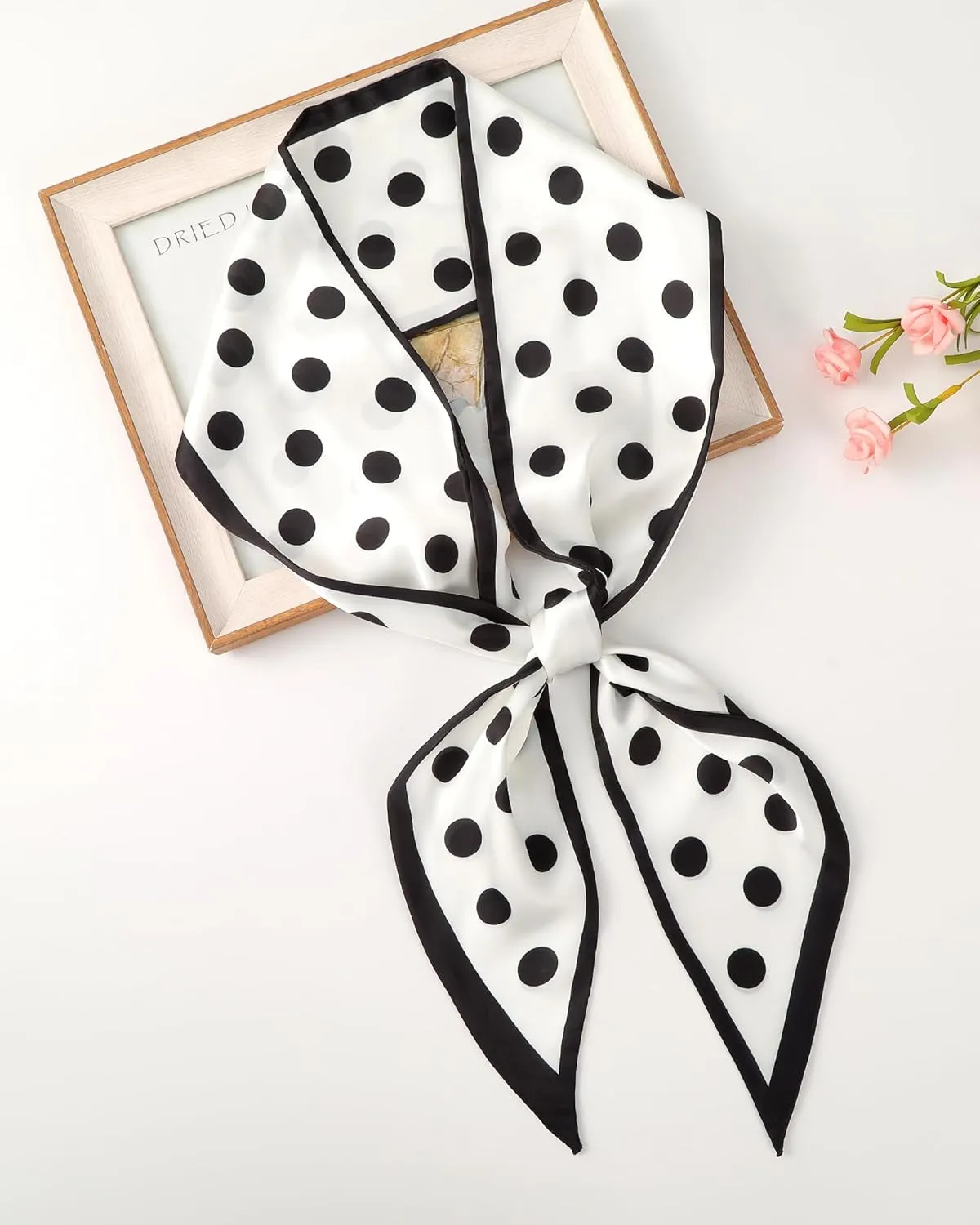 AWAYTR Long Silk Feel Scarf Women Hair Scarf Satin Neck Scarf Tie Bandana Headband Scarf Edge Wrap Head Scarf Purse Handbags
