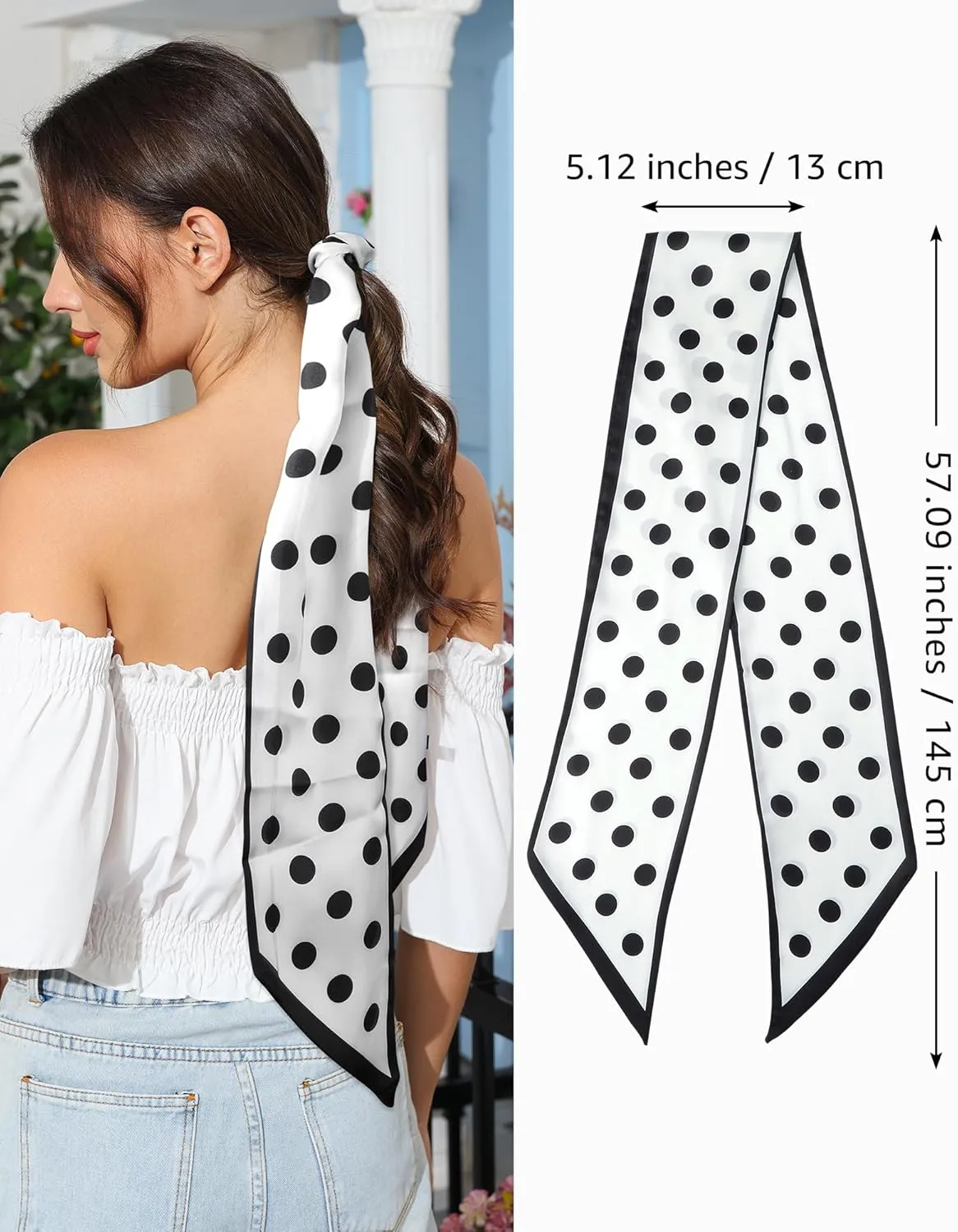 AWAYTR Long Silk Feel Scarf Women Hair Scarf Satin Neck Scarf Tie Bandana Headband Scarf Edge Wrap Head Scarf Purse Handbags