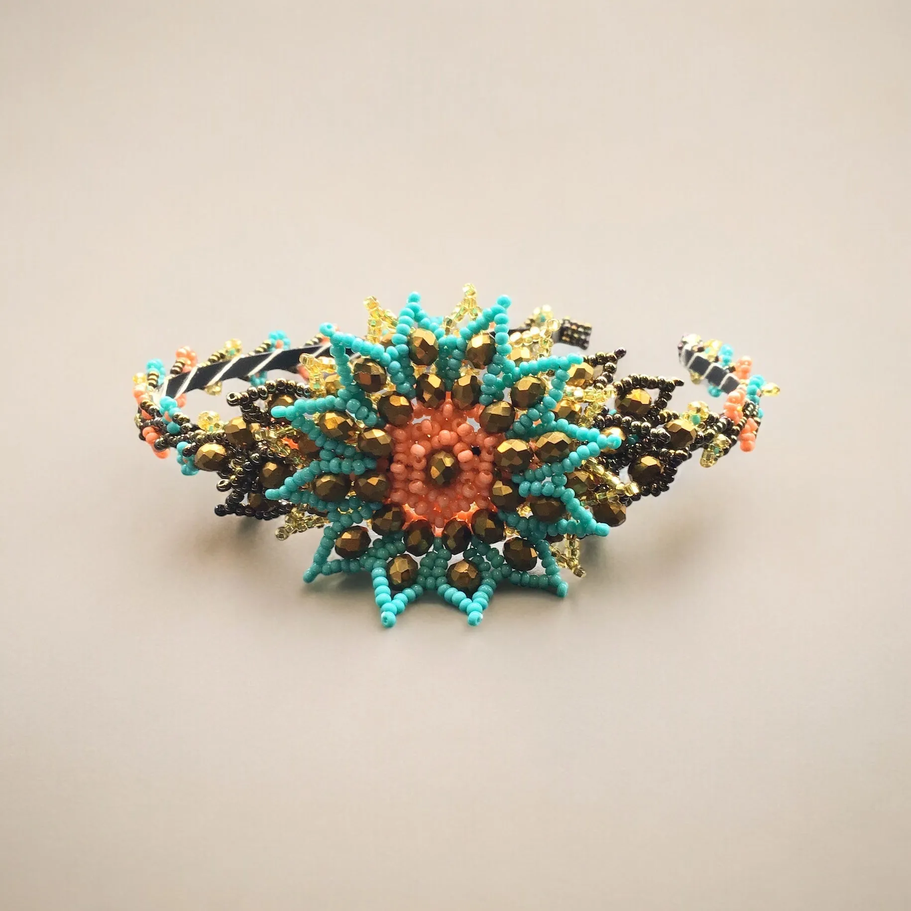 Beaded Headband with Flower (5)