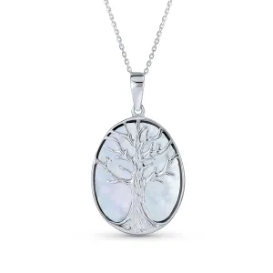 Big Tree Life Celtic Pendant Mother Oval Western Necklace .925 Silver
