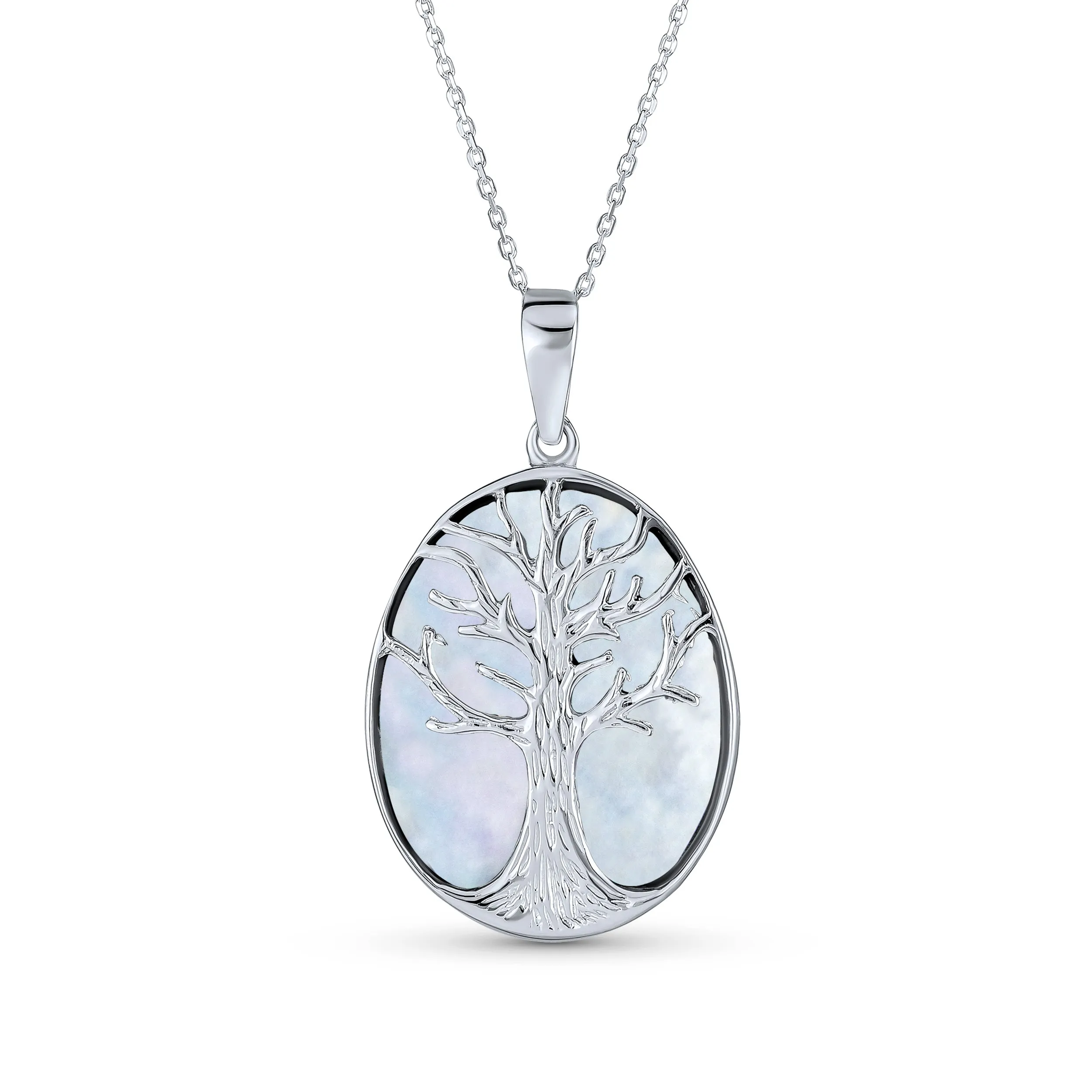 Big Tree Life Celtic Pendant Mother Oval Western Necklace .925 Silver