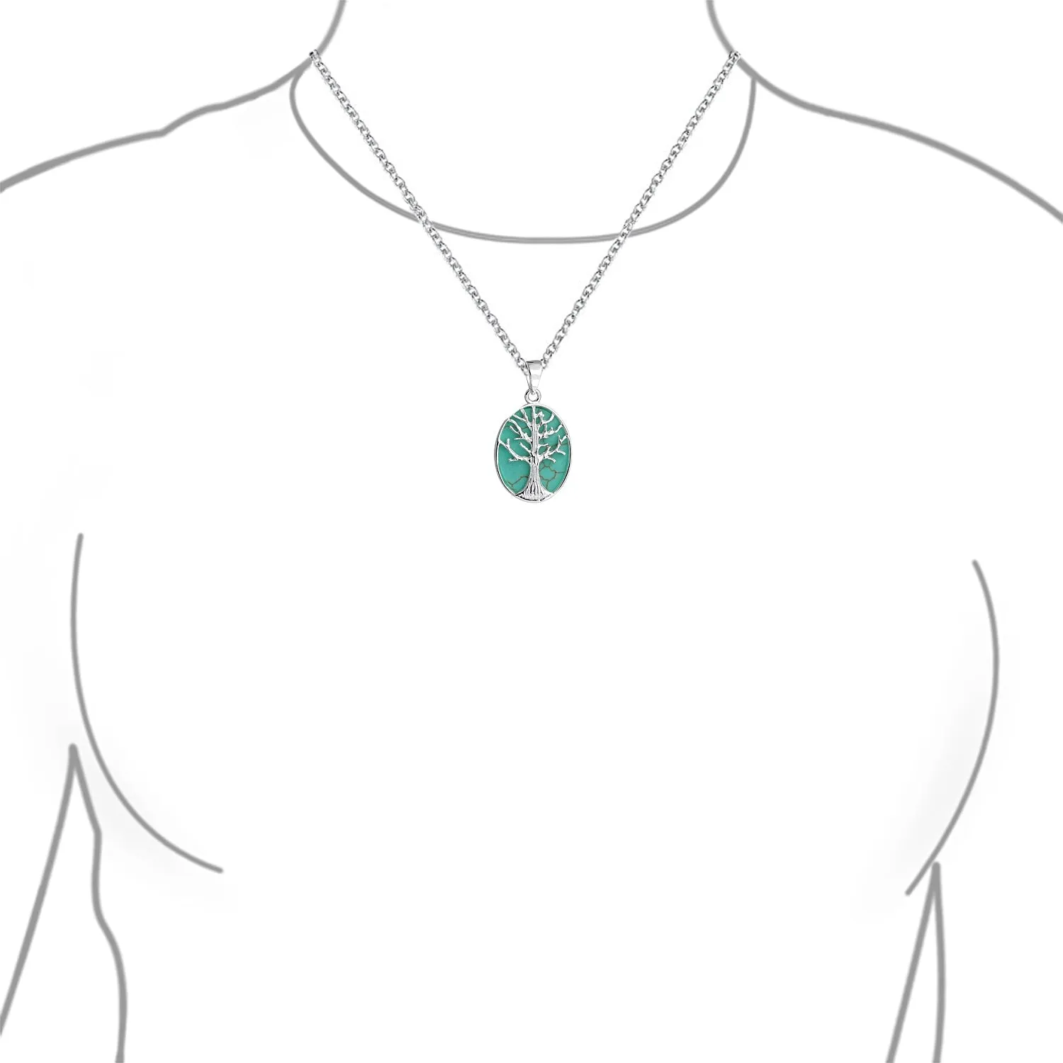 Big Tree Life Celtic Pendant Mother Oval Western Necklace .925 Silver