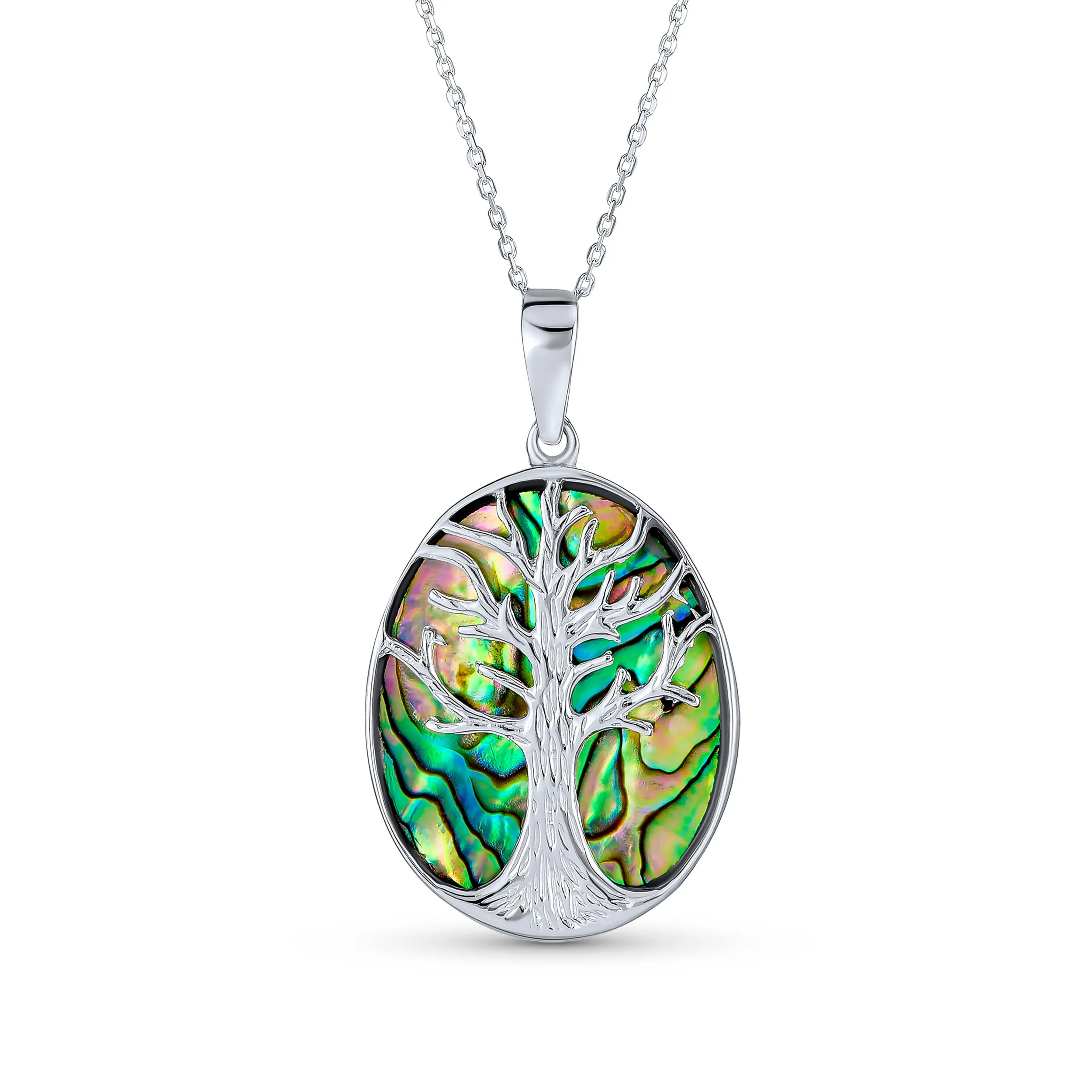 Big Tree Life Celtic Pendant Mother Oval Western Necklace .925 Silver