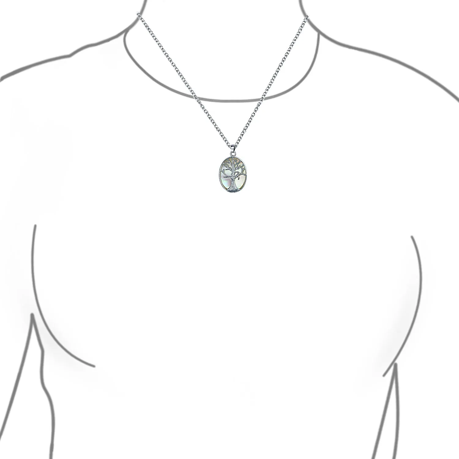 Big Tree Life Celtic Pendant Mother Oval Western Necklace .925 Silver