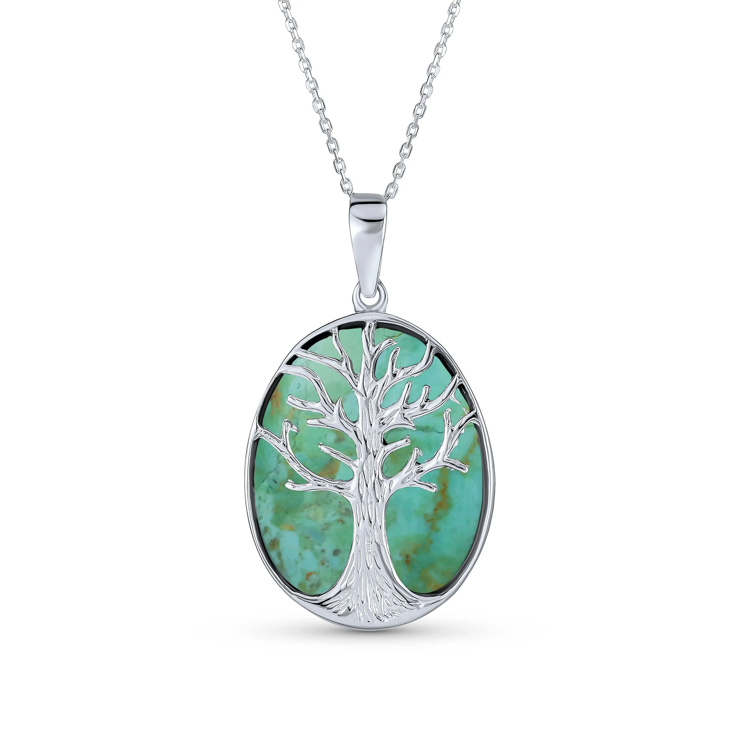 Big Tree Life Celtic Pendant Mother Oval Western Necklace .925 Silver