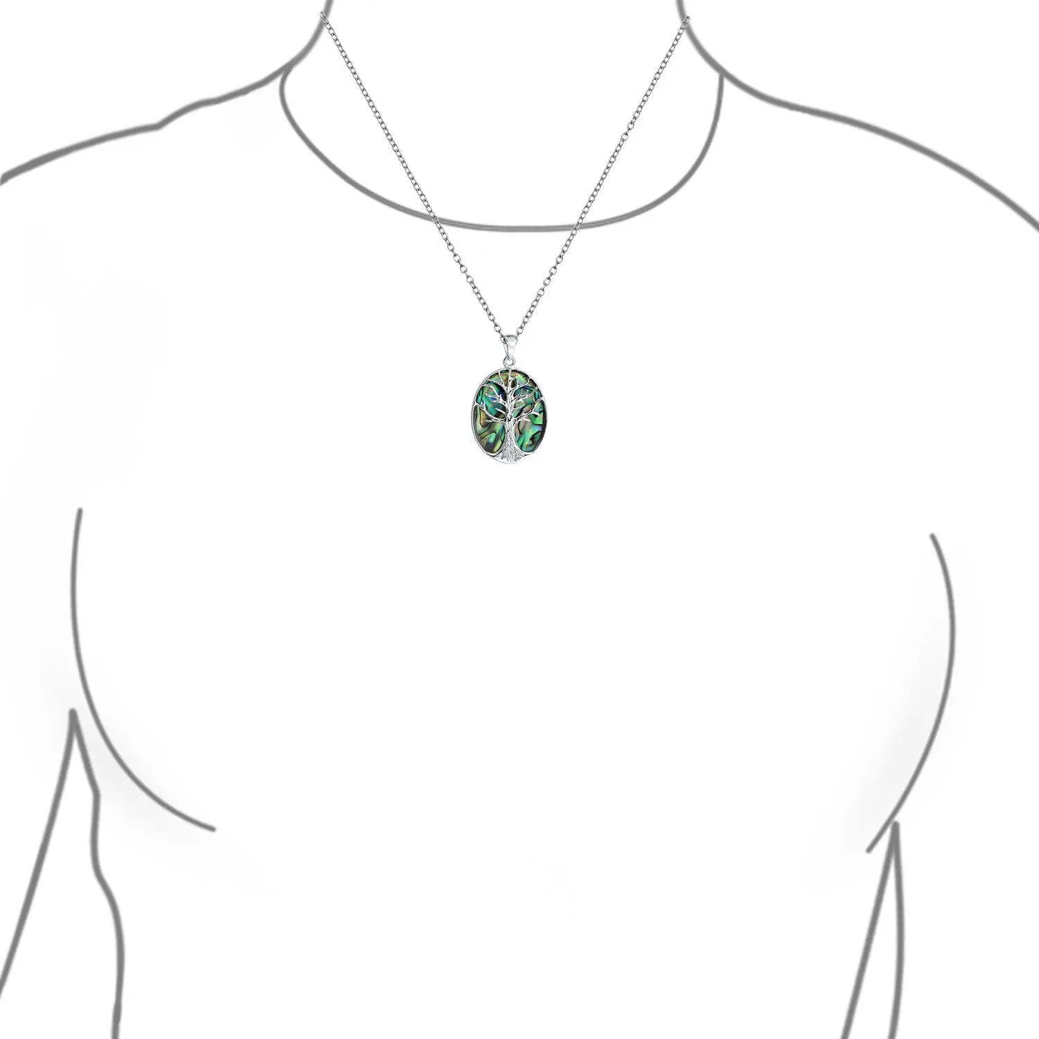 Big Tree Life Celtic Pendant Mother Oval Western Necklace .925 Silver