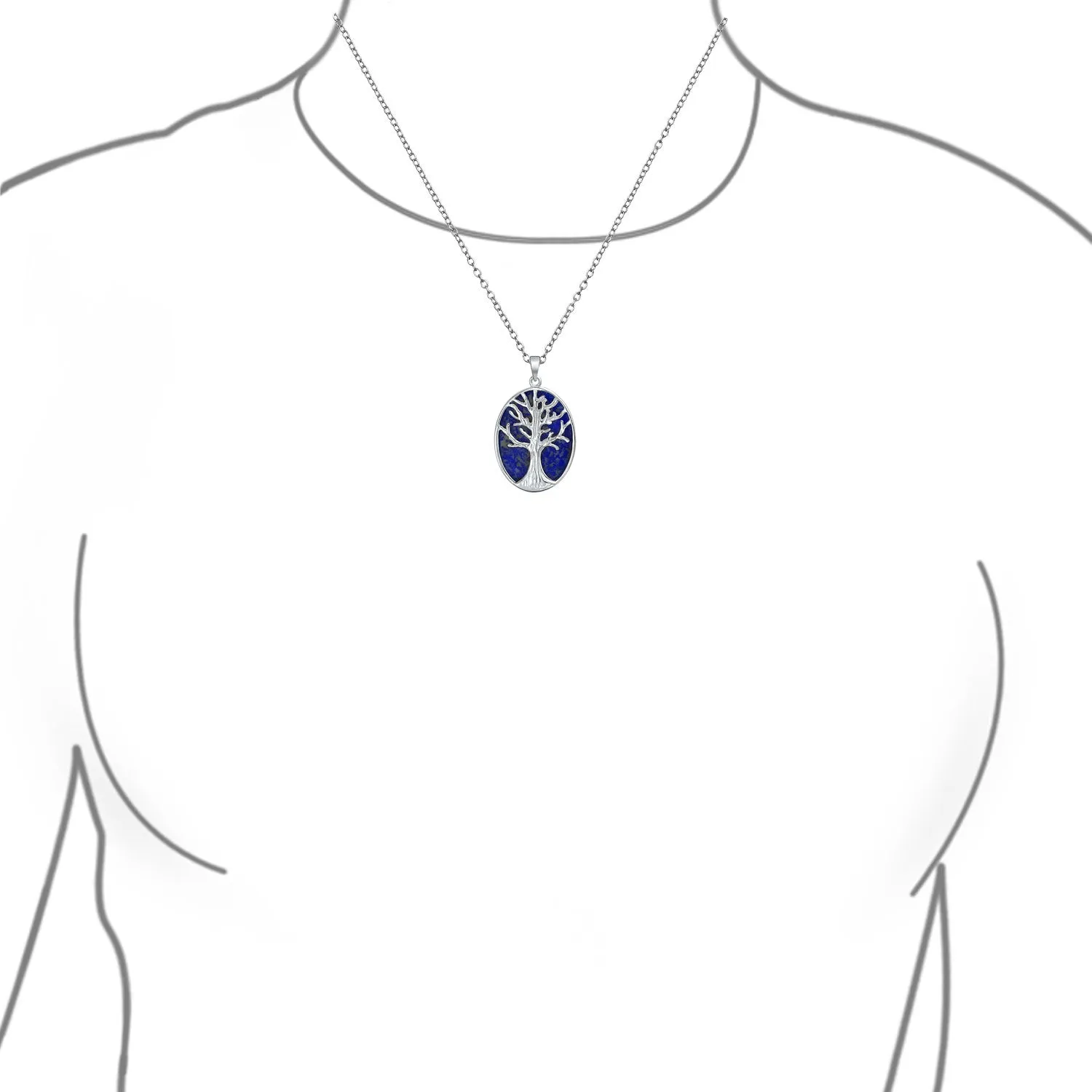 Big Tree Life Celtic Pendant Mother Oval Western Necklace .925 Silver