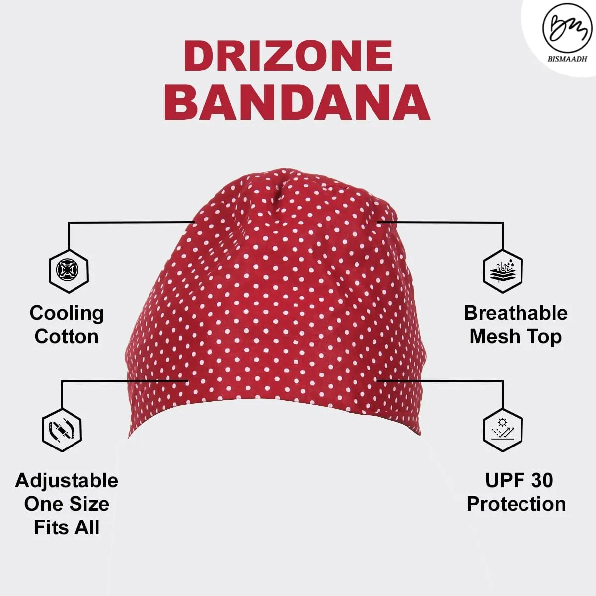 BISMAADH Bamboo Cotton Polka Dot Printed Patka Durag Headcover Skull Cap