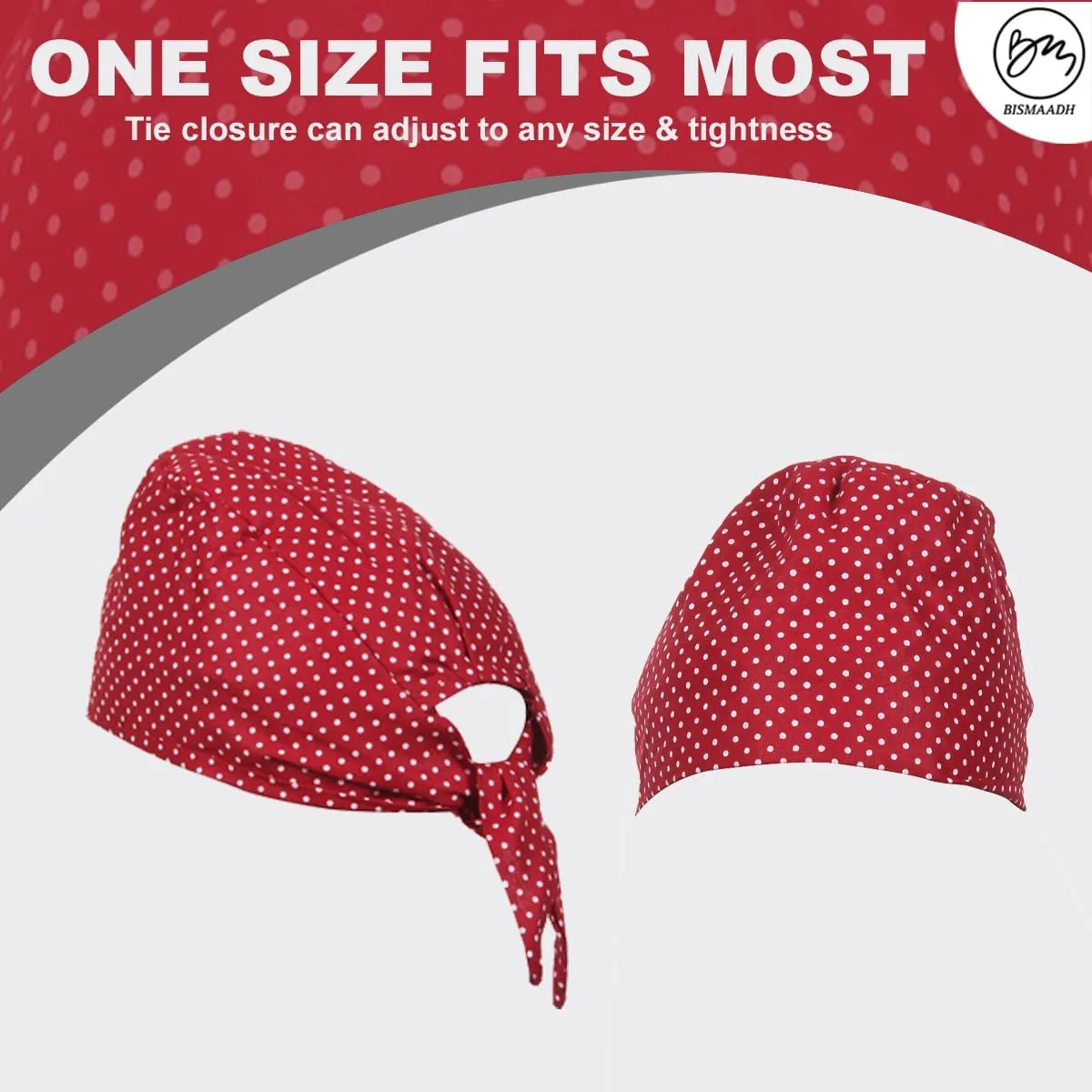 BISMAADH Bamboo Cotton Polka Dot Printed Patka Durag Headcover Skull Cap