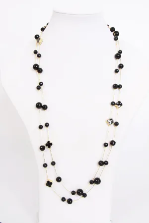 Black Necklace with Beads and Star