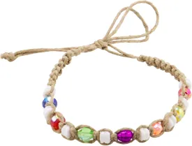 BlueRica Hemp Anklet Bracelet with Puka Shells & Multicolor Beads