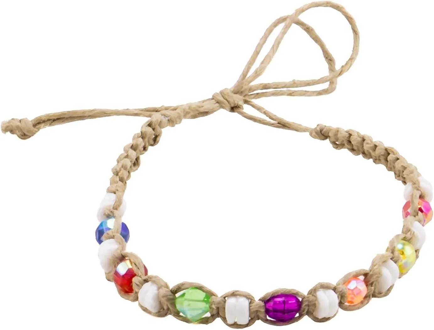 BlueRica Hemp Anklet Bracelet with Puka Shells & Multicolor Beads