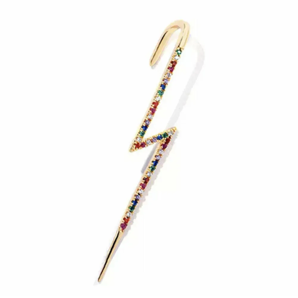 Bolt-ly Multicolor Ear Climber Earrings - Gold or Silver