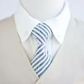 Boy's Necktie / Navy Linen Stripe