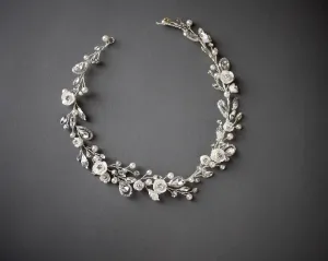 Bridal Hair Vine with Porcelain Flowers