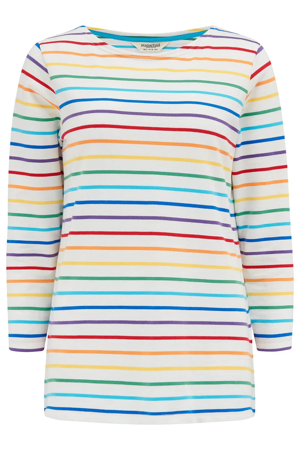 Brighton Jersey Top - Off-White, Rainbow Stripes