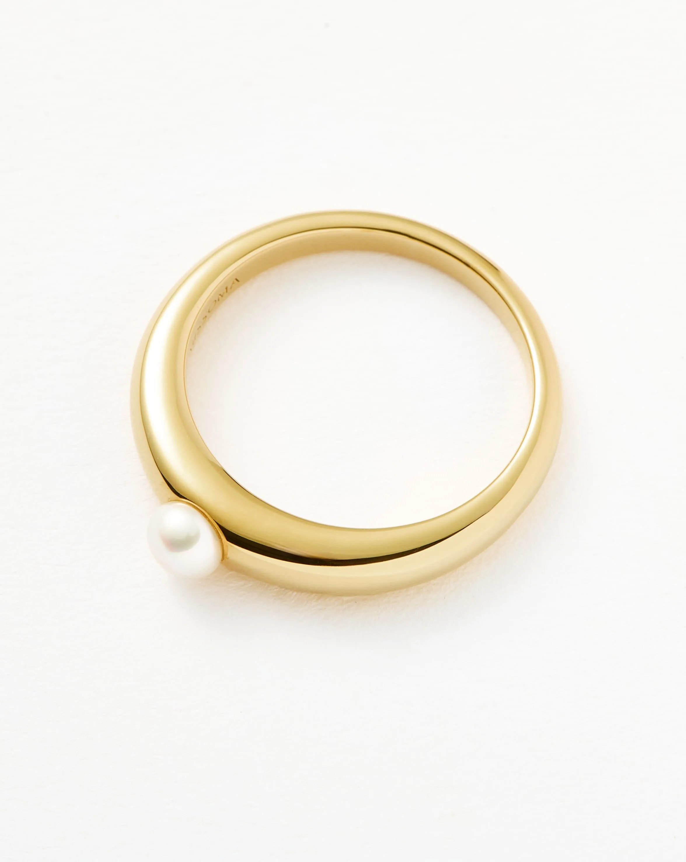 Button Pearl Classic Stacking Ring | 18ct Gold Vermeil/Pearl