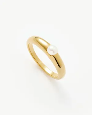 Button Pearl Classic Stacking Ring | 18ct Gold Vermeil/Pearl