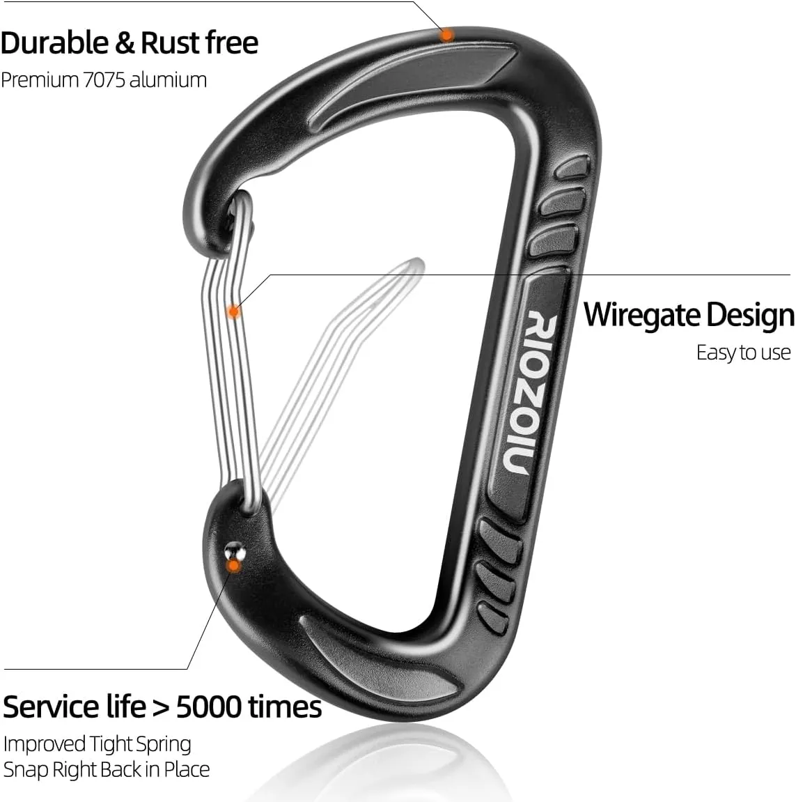 Carabiner Clips, 12KN (2697lbs) Heavy Duty, 4pcs Hook Rings, Caribeaners for Hiking, Outdoor, Keychain, Camping, Dog Leash and Harness, ect.
