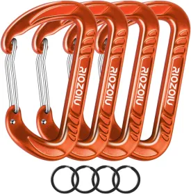 Carabiner Clips, 12KN (2697lbs) Heavy Duty, 4pcs Hook Rings, Caribeaners for Hiking, Outdoor, Keychain, Camping, Dog Leash and Harness, ect.